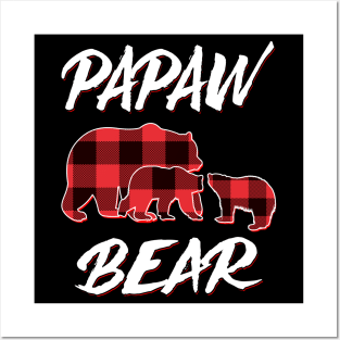 Papaw Bear Red Plaid Christmas Pajama Matching Family Gift Posters and Art